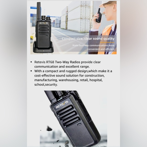 🔥Retevis RT68 Two-Way Radios - Wide Range, 2 Walkie Talkies🔥 NIB - Picture 2 of 10